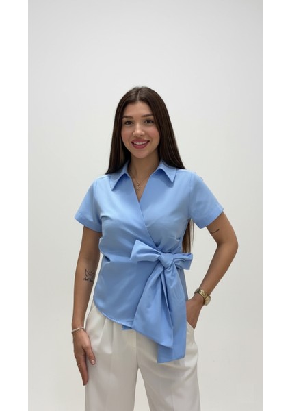 Kısa Kollu Bağlamalı Gömlek