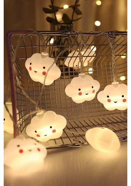 1,5 Metre LED Işıklı Gülen Bulut Dizeleri Çocuk Bebek Odası Pilli Aydınlatma Organizasyon Süsleme modelleri