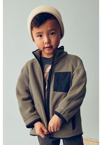 Erkek Çocuk 4-9 Yaş Fermuarlı Polar Ceket Vizon