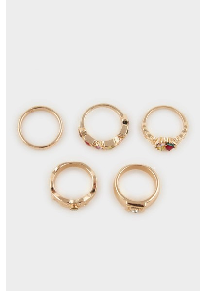 Kadın 5'li Gold Yüzük F7696AXNS fırsatları