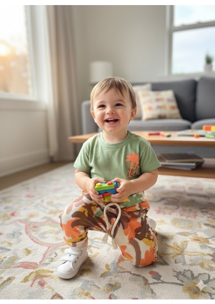 Çocuk Unisex Kız Erkek Şortlu (Kapri) Takım Kreş %100 Pamuk Rahat Tarz Tasarım Premium