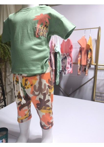 Çocuk Unisex Kız Erkek Şortlu (Kapri) Takım Kreş %100 Pamuk Rahat Tarz Tasarım Premium indirimleri