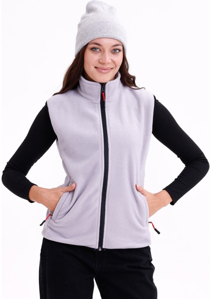 Kadın Slim Fit Tam Fermuarlı Polar Yelek