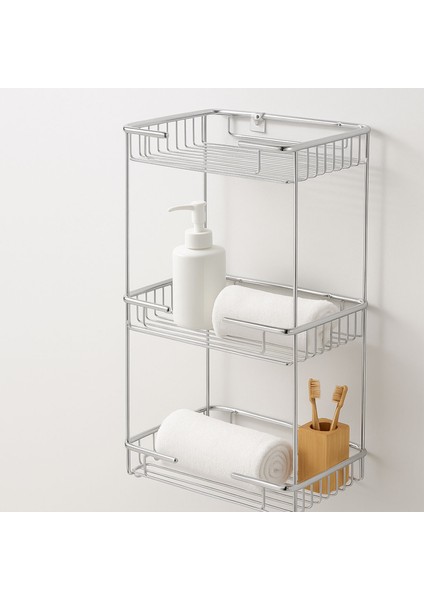 Banyo Duş Köşe Rafı Üç Katlı Kare Şampuanlık Krom Paslanmaz Metal Düzenleyici Raf Sistemi 50 cm fiyatları