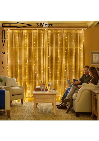 Fişli 3x3 Metre 8 Fonksiyonlu Animasyonlu Perde LED Işık Saçak LED Işık 300 LED Yılbaşı Işığı Süsü modelleri