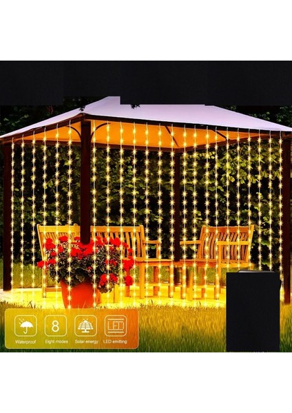 Fişli 3x3 Metre 8 Fonksiyonlu Animasyonlu Perde LED Işık Saçak LED Işık 300 LED Yılbaşı Işığı Süsü