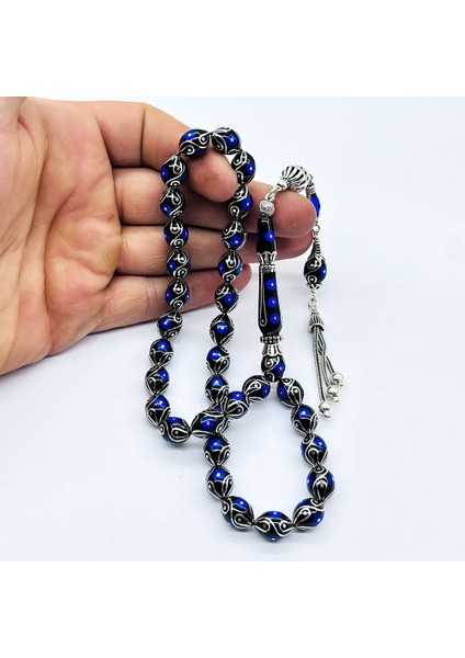 Gümüş Işlemeli Usta Işçilikli Orijinal Oltu Taşı Tesbih modelleri