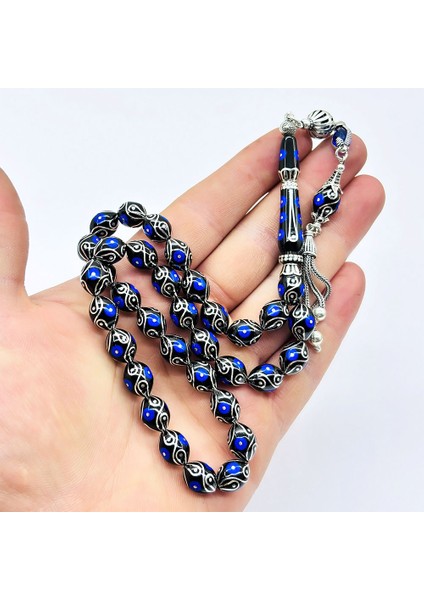 Gümüş Işlemeli Usta Işçilikli Orijinal Oltu Taşı Tesbih fırsatları