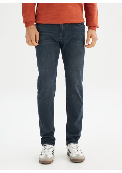 Normal Bel Slim Fit Koyu Lacivert Erkek Denim Pantolon ML701012397 Lacivert Denim Pant fiyatları