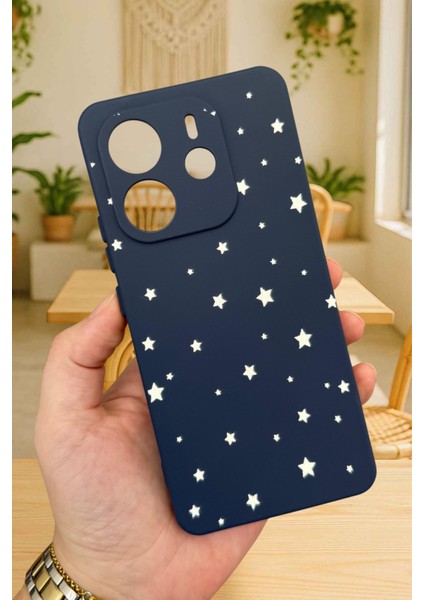 Xiaomi Redmi Note 14 -Minimal Yıldız Desenli Silikon Darbe Emici Klasik Korumalı Rubber Kılıf