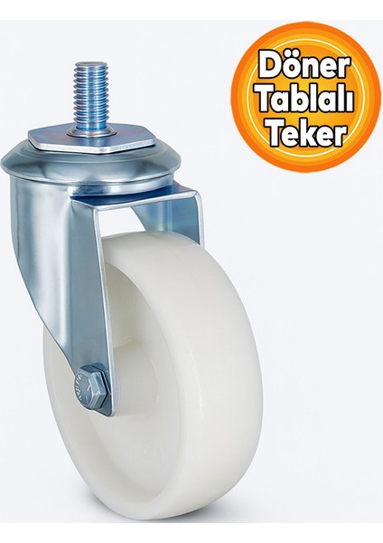 Döner Tablalı 125" Kemik Teker Vidali Kolay Montajlı Sessiz Dayanıklı Mobilya Sehpa Tekerleği