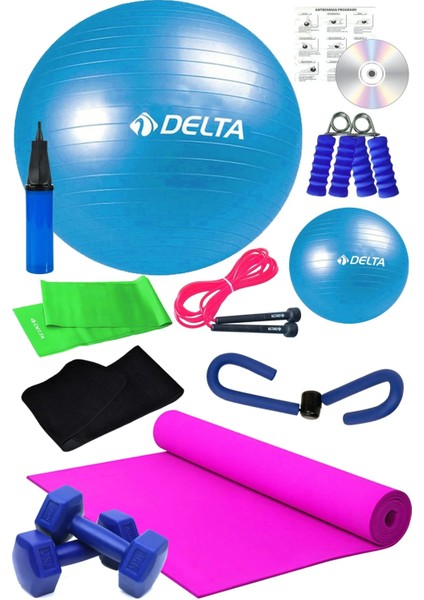 12 Li Pilates Seti Pilates Minderi 1 kg Dambıl Plates Topu Seti Termal Kemer Thigh Master modelleri