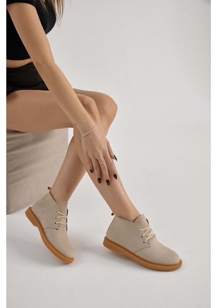 Bağcıklı Bilek Boy Klasik Termo Taban Bot - Krem Süet - 40 fiyatları