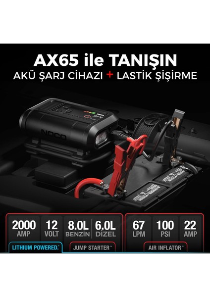 AX65 12V Lityum 2000AMP Akıllı Akü Takviye + Pompa + Powerbank + LED Lamba fiyatları