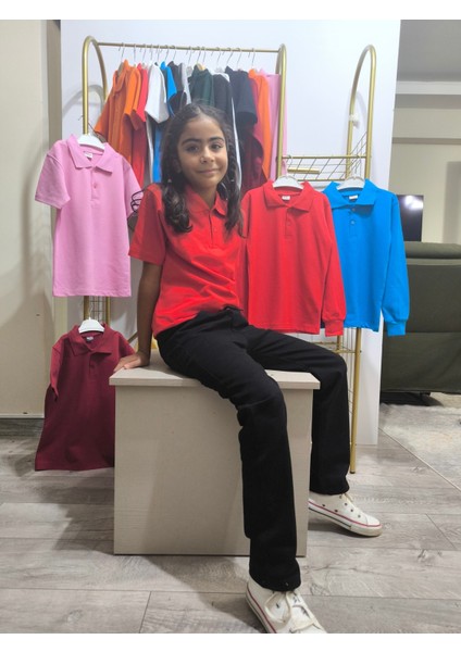 unisex Çocuk Genç Polo Yaka Kısa Kol Okul Günlük Tişört, Nefes Alabilen Kumaş modelleri