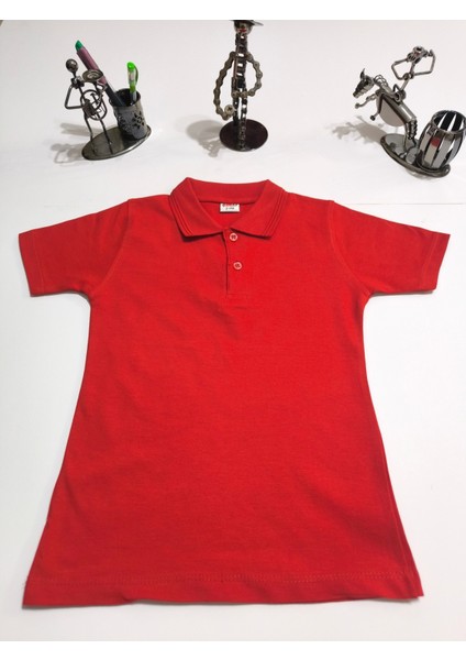 unisex Çocuk Genç Polo Yaka Kısa Kol Okul Günlük Tişört, Nefes Alabilen Kumaş