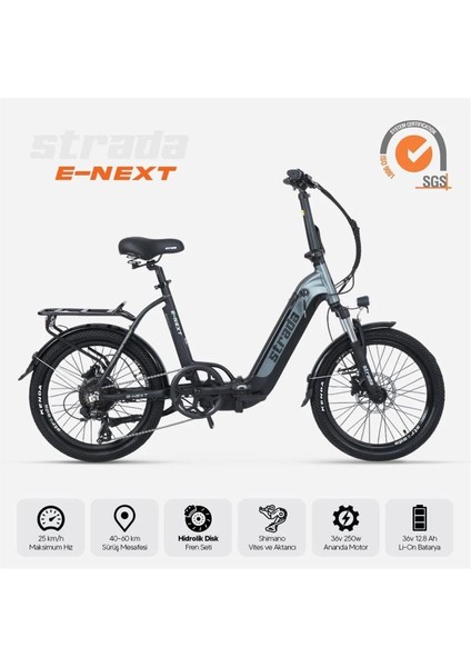 20J Strada E-Next Elektrikli Katlanır Bisiklet - Antrasit