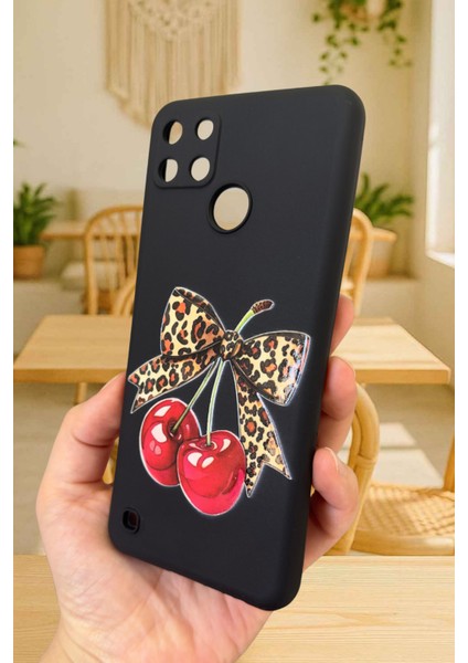 Realme C21Y ve C25Y Uyumlu Kiraz Leopar Fiyonk Desenli Silikon Darbe Emici Rubber Kılıf fırsatları