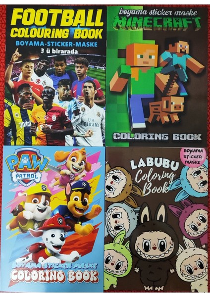4 Adet Stickerli Boyama Kitabı (Minecraft/futbol/paw Patrol/labubu) AD600803