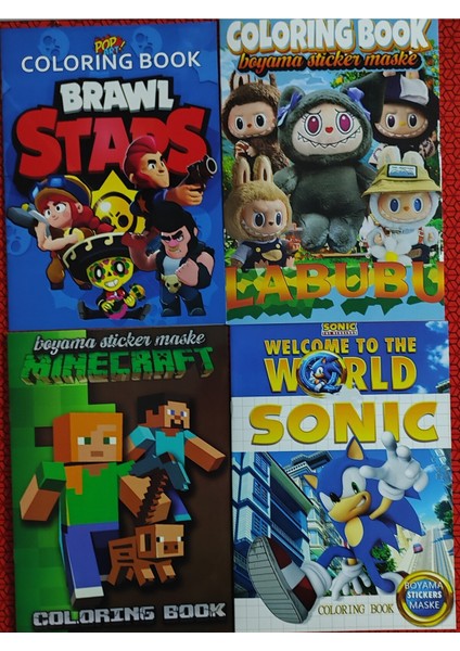 4 Adet Stickerli Boyama Kitabı (Brawlstars/labubub/sonic/minecraft) AD555032