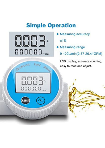 Türbin Akışı Ölçer Su Geçirmez Dijital Yakıt Flowmeter 2.37-26.41GPM Su Dizelfüel Metanolkerosen Yağı (1in Npt) (Yurt Dışından) fırsatları