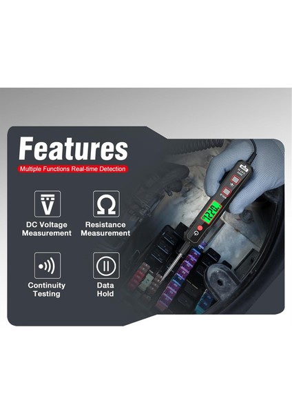 Akıllı Araba Testi Işığı, 0.8V-100V Dc Buzzer Devre Test Cihazı, El Feneri ile Çift Yönlü Voltaj Test Cihazı, Süreklilik Sigortası (Yurt Dışından) indirimleri