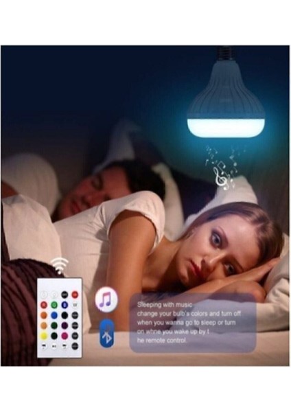 Bluetooth Music Bulb Akıllı Hoparlör LED Işıklı Uzaktan Kumandalı Müzikli Lamba 7 Renk Işıklı