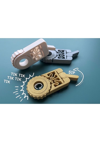 3'ü 1 Arada Stres Giderici Widget - Tik Tak, Çevir ve Rahatla!-Siyah