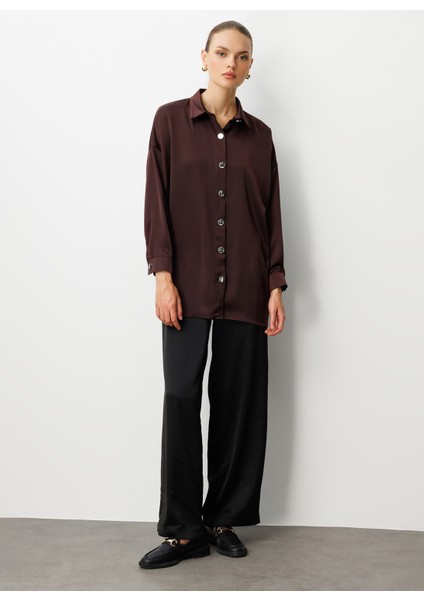 Klasik Yaka Düz Kahve Kadın Tunik M1MZ1030210161