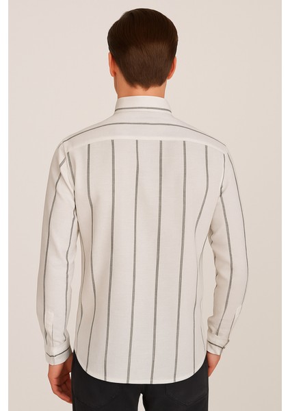 Erkek Ncb Çizgili Keten Gömlek modelleri