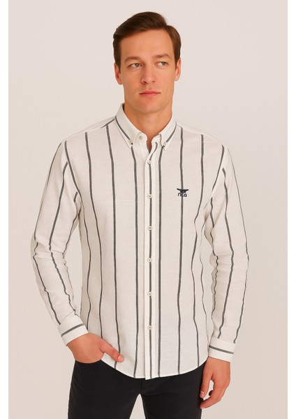 Erkek Ncb Çizgili Keten Gömlek