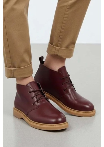 Bağcıklı Bilek Boy Klasik Termo Taban Bot - Bordo - 36