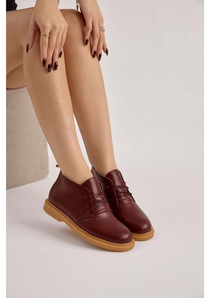 Bağcıklı Bilek Boy Klasik Termo Taban Bot - Bordo - 36 modelleri