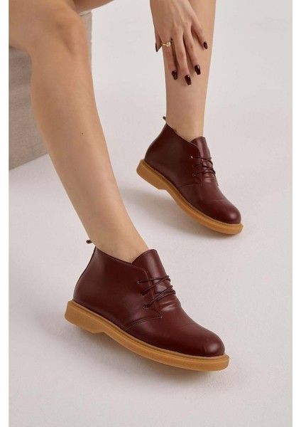 Bağcıklı Bilek Boy Klasik Termo Taban Bot - Bordo - 36 indirimleri