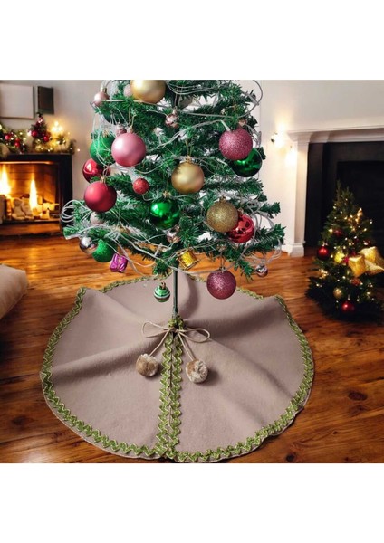 Yılbaşı Çam Ağacı Altı Örtüsü, Çam Ağacı Ayak Halısı Örtüsü, Sütlü Kahve Renk, Peluş Kumaş, 65 cm modelleri