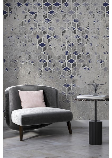 3D Duvar Kağıdı Gri Küpler Desenli-Isı ve Ses Yalıtımı