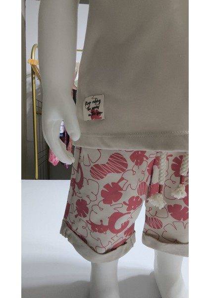 Çocuk Unisex Kız Erkek Şortlu Alt Üst Takım Kreş %100 Pamuk Rahat Tarz Tasarım Premium, Mercan fırsatları