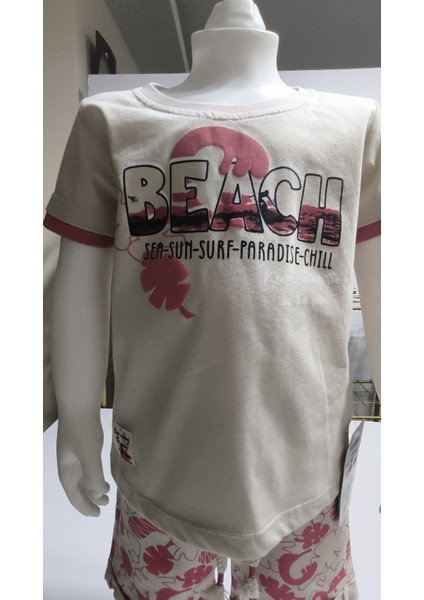 Çocuk Unisex Kız Erkek Şortlu Alt Üst Takım Kreş %100 Pamuk Rahat Tarz Tasarım Premium, Mercan