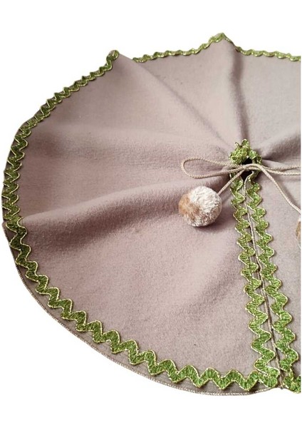 Yılbaşı Çam Ağacı Altı Örtüsü, Çam Ağacı Ayak Halısı Örtüsü, Sütlü Kahve Renk, Peluş Kumaş, 65 cm