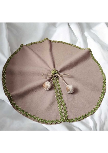 Yılbaşı Çam Ağacı Altı Örtüsü, Çam Ağacı Ayak Halısı Örtüsü, Sütlü Kahve Renk, Peluş Kumaş, 65 cm