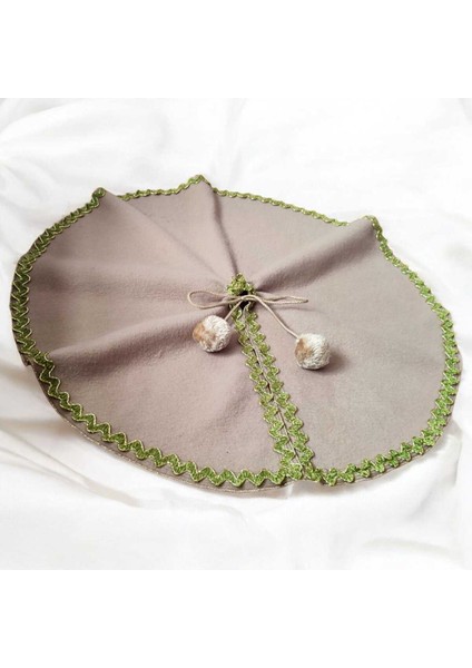 Yılbaşı Çam Ağacı Altı Örtüsü, Çam Ağacı Ayak Halısı Örtüsü, Sütlü Kahve Renk, Peluş Kumaş, 65 cm