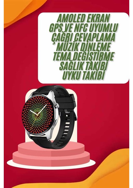 Yeni Nesil Akıllı Saat Çift Kordonlu 1.5 Inç Yuvarlak Ekran Gps ve Nfc Uyumlu - M327K096-R49327