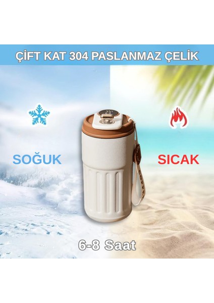 Akıllı LED Sıcaklık Göstergeli Çelik TERMOS/MUG-400 ml fırsatları