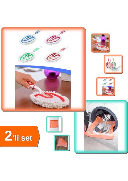 Mikrofiber Duster Toz Alıcı + Turuncu Fermuarlı Ayakkabı Yıkama Filesi - 2li Set XYZ123