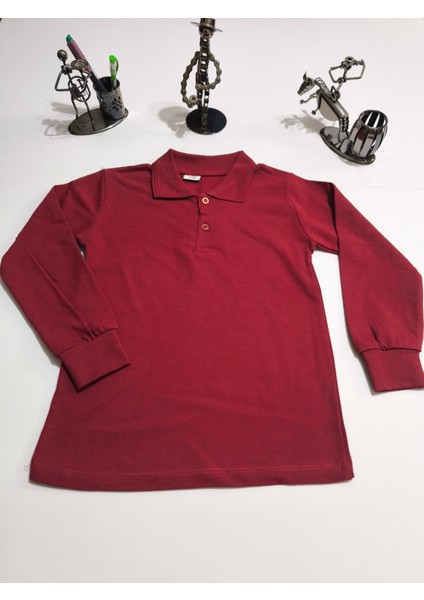 unisex Çocuk Genç Polo Yaka Uzun Kol Okul Günlük Tişört, Nefes Alabilen Kumaş indirimleri