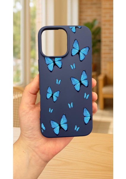 iPhone 15 Pro Max -Mavi Kelebek Desenli Silikon Darbe Emici Klasik Korumalı Rubber Kılıf fiyatları