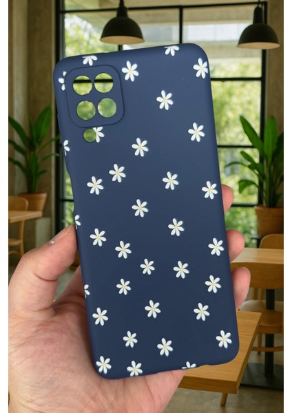 Samsung Galaxy A12 Uyumlu Mini Papatya Desenli Silikon Darbe Emici Klasik Korumalı Rubber Kılıf