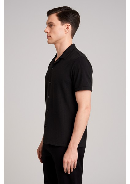 Desenli Slim Fit Apaç Yaka Kısa Kollu Erkek Gömlek fiyatları