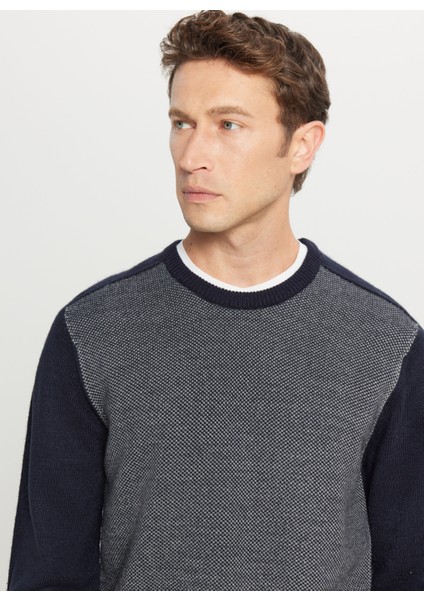 Bisiklet Yaka Standart Lacivert - Gri Erkek Kazak ACE049261478_LCG fırsatları