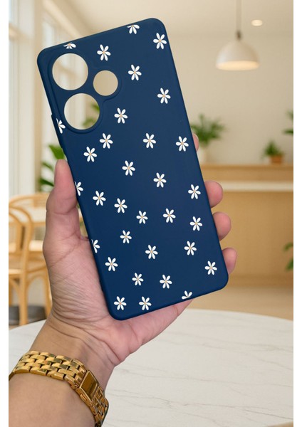 Infinix Hot 30 -Mini Papatya Desenli Silikon Darbe Emici Klasik Korumalı Rubber Kılıf